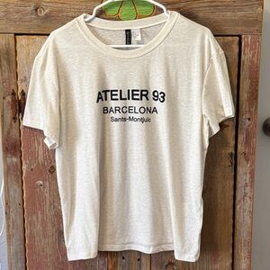 H&M Dividend Ivory Graphic Tee for Women, size large NWOT